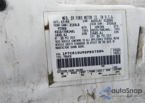 1995 Ford Ranger from USA, damaged, VIN 1FTCR10U9SPB07084